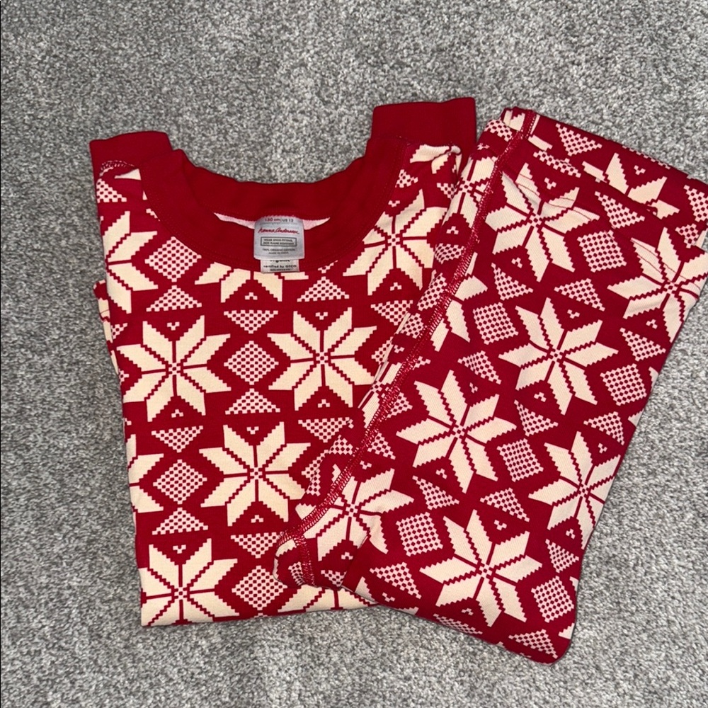 Hanna Andersson Red and Cream Kids Pajama Set